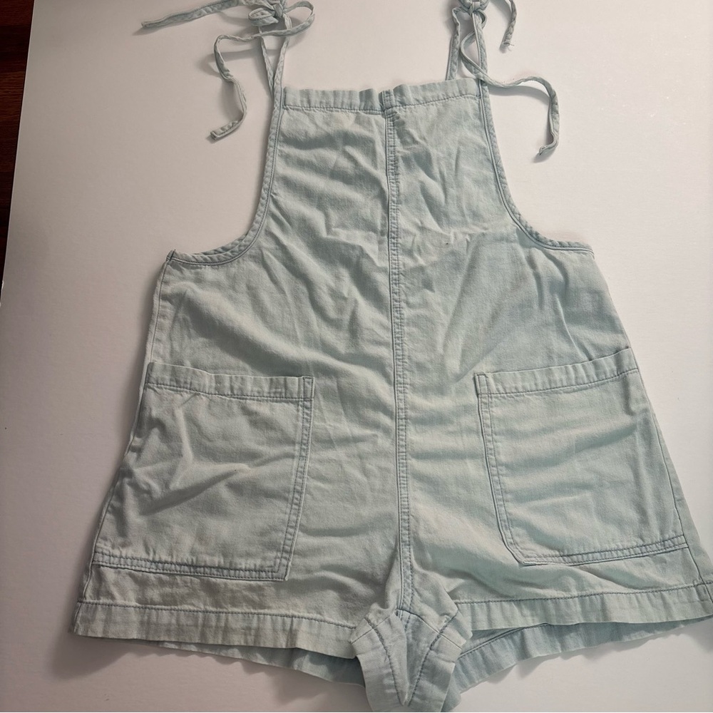 denim bow overalls